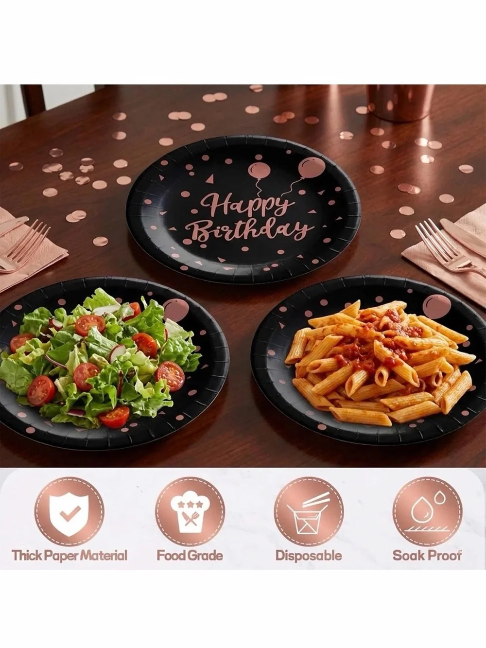 Rose Gold Birthday🎉Decorations🎈and Tableware Set for 24 Guests